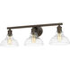 Carver 3 Light 28 inch Rubbed Bronze Bath Vanity Wall Light